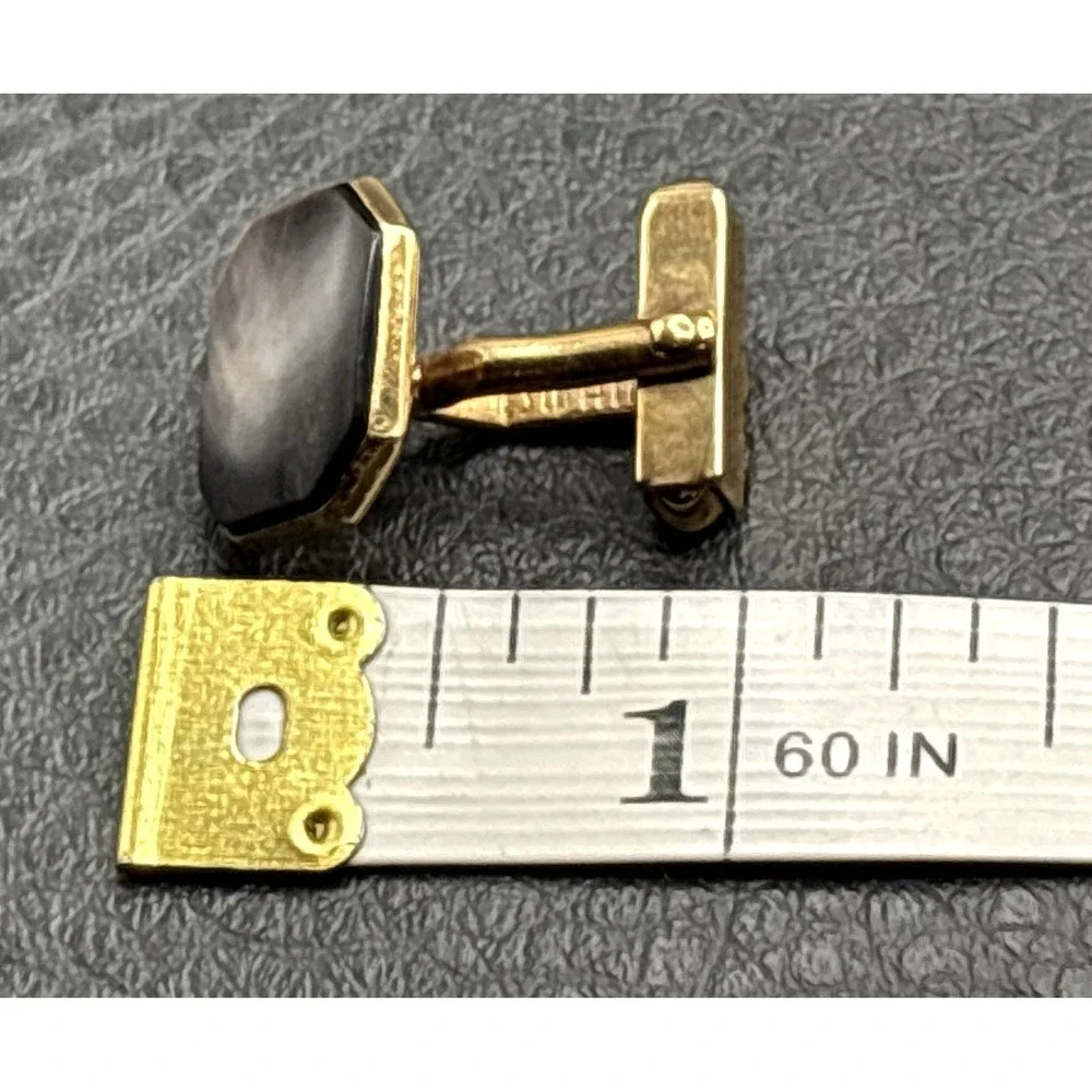 Vintage Swank Dark Mother Of Pearl Abalone Cufflinks Gold Tone